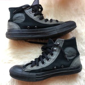 Black Leather Hightop Converse